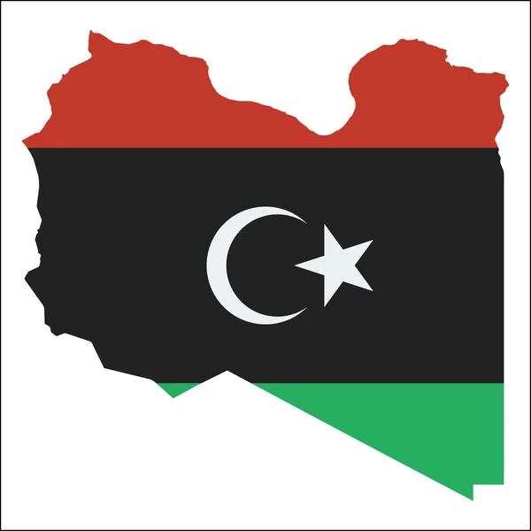 Libysche Karte mit hoher Auflösung und Nationalflagge. — Stockvektor