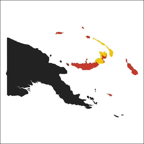 Papoea-Nieuw-Guinea hoge resolutie kaart met nationale vlag. — Stockvector