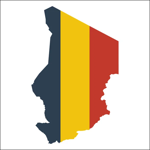 Χάρτης υψηλής ανάλυσης του Τσαντ με εθνική σημαία. — Διανυσματικό Αρχείο