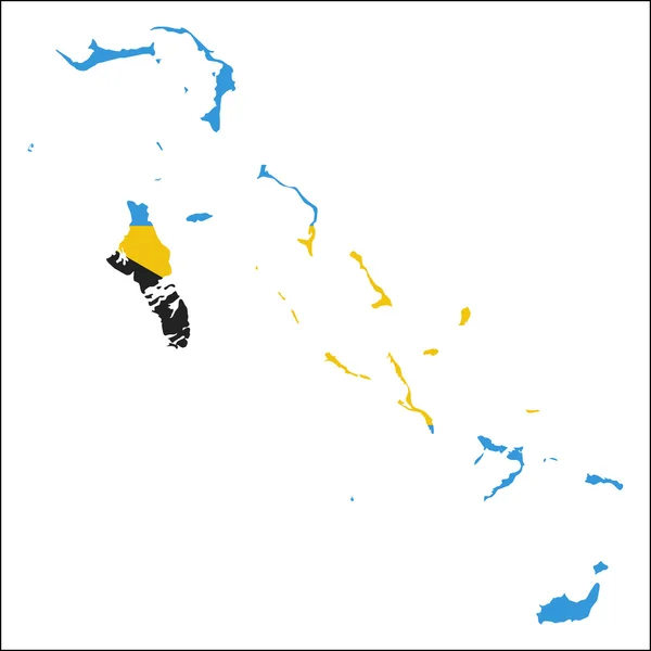 Bahamas hochauflösende Karte mit Nationalflagge. — Stockvektor