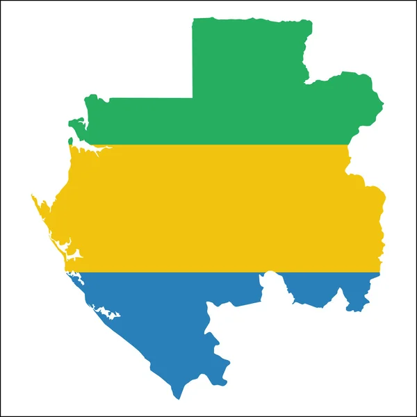 Gabon mappa ad alta risoluzione con bandiera nazionale . — Vettoriale Stock