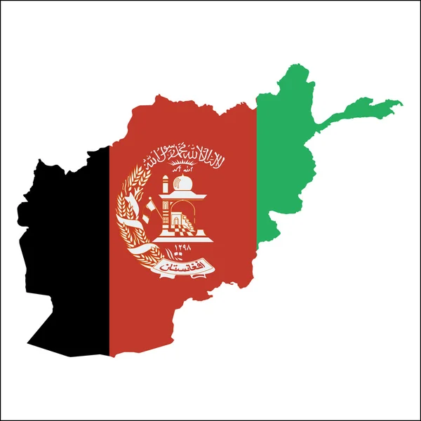 Ulusal bayraklı Afganistan yüksek çözünürlüklü harita. — Stok Vektör