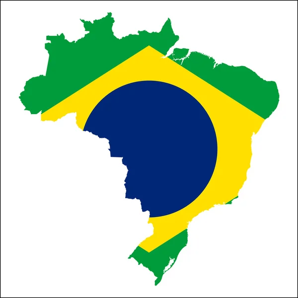 Карта высокого разрешения Бразилии с национальным флагом . — стоковый вектор