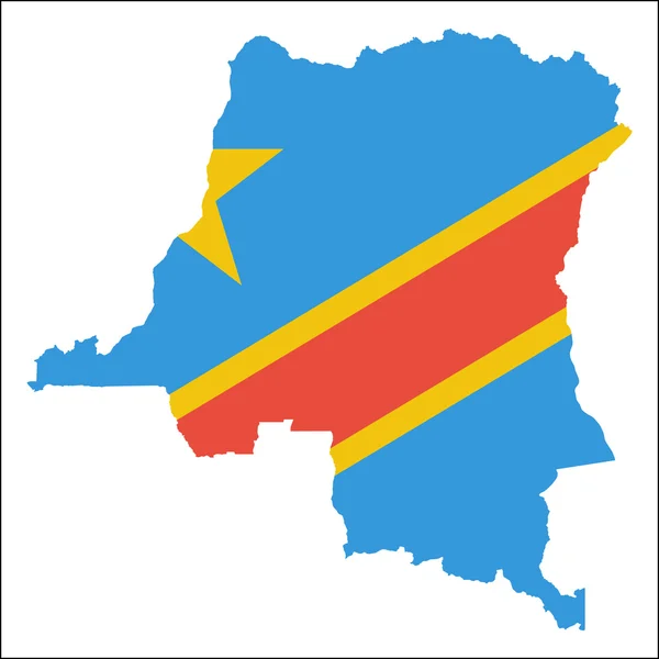 コンゴ、国旗を持つ高解像度マップの民主共和国. — ストックベクタ