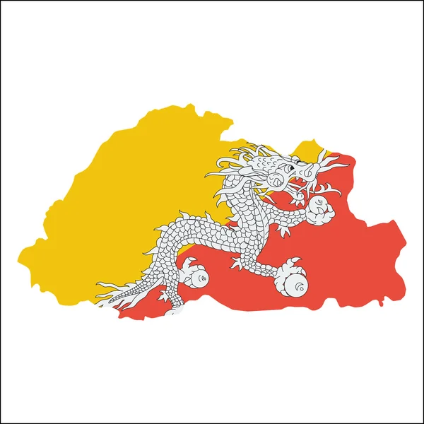Mapa Bhutanu o wysokiej rozdzielczości z flagą narodową. — Wektor stockowy