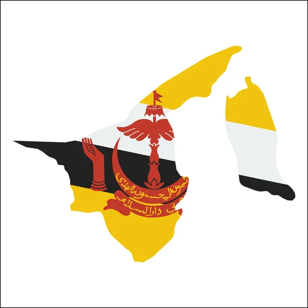 Brunei Darussalam hoge resolutie kaart met nationale vlag. — Stockvector