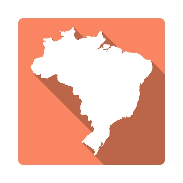 Vector Brasil botón de mapa. Larga sombra estilo Brasil mapa cuadrado icono aislado sobre fondo blanco . — Archivo Imágenes Vectoriales