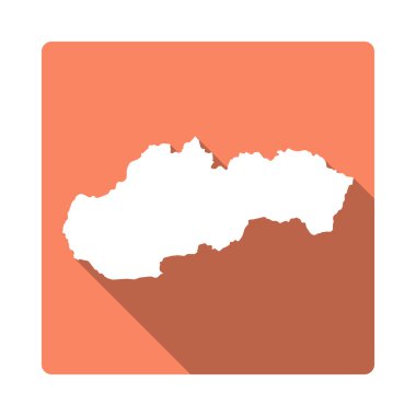 Vektör Slovakya Harita Düğmesi. Uzun Gölge Stili Slovakya Harita Kare Simge Beyaz Arka Plan yalıtılmış.