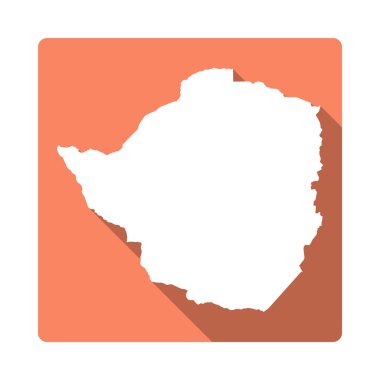 Vektör Zimbabve Harita Düğmesi. Uzun Gölge Stili Zimbabve Harita Kare Simge Beyaz Arka Plan yalıtılmış.