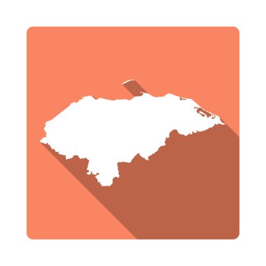 Vektör Honduras Harita Düğmesi. Uzun Gölge Stili Honduras Harita Kare Simgesi Beyaz Arka Plan da İzole.