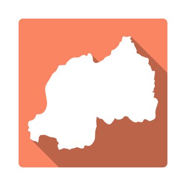 Vektör Ruanda harita düğmesini. Beyaz arka plan üzerinde izole uzun Gölge Stili Ruanda harita kare simgesi.