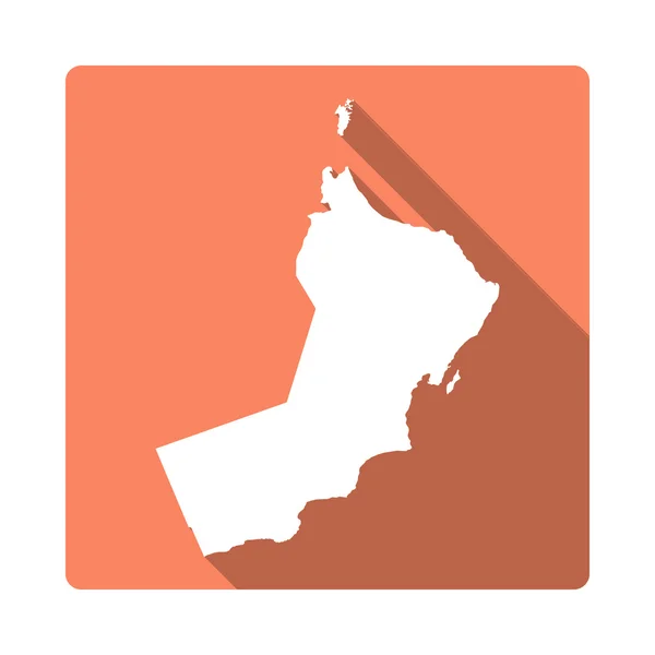 Botão de mapa Vector Oman. Ícone quadrado longo do mapa de Omã do estilo da sombra isolado no fundo branco . — Vetor de Stock
