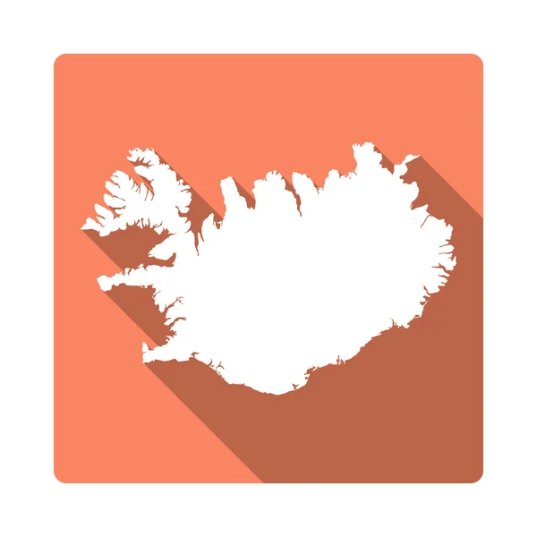 ベクトルアイスランドマップボタン。長い影スタイルのアイスランドマップスクエアアイコンは、白い背景に分離. — ストックベクタ