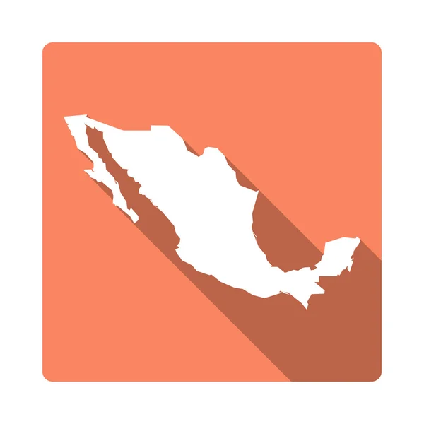 Botón Mapa de Vector México. Long Shadow Style México mapa cuadrado icono aislado sobre fondo blanco . — Vector de stock