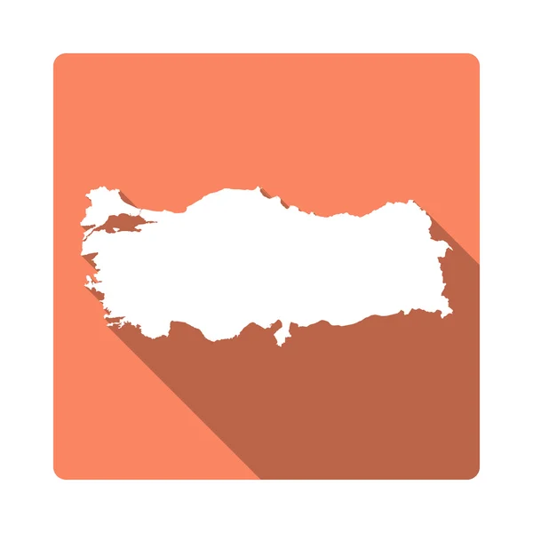 Векторная кнопка карты Турции. Икона "Длинная тень" в стиле карты Турции на белом фоне . — стоковый вектор