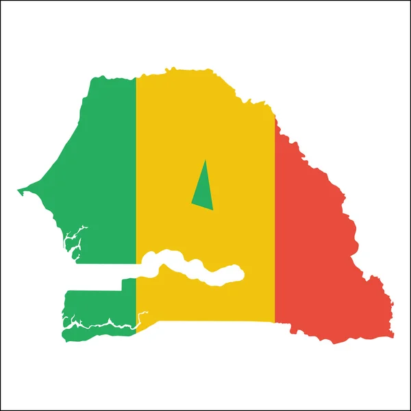 Σενεγάλη Χάρτης υψηλής ανάλυσης με εθνική σημαία. — Διανυσματικό Αρχείο