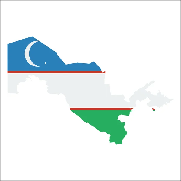 Uzbequistão mapa de alta resolução com bandeira nacional . —  Vetores de Stock