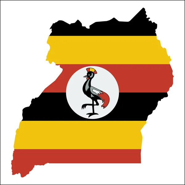 Уганда високий дозвіл карта з національним прапором. — стоковий вектор