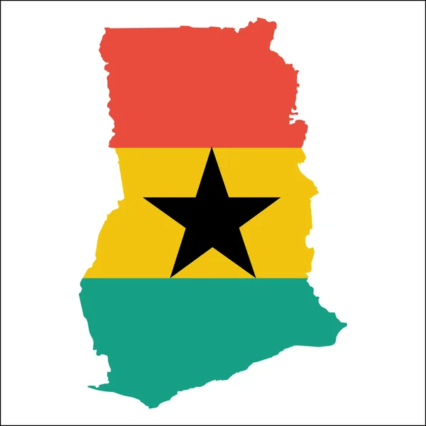 Ghana mapa o wysokiej rozdzielczości z flagą narodową. — Wektor stockowy