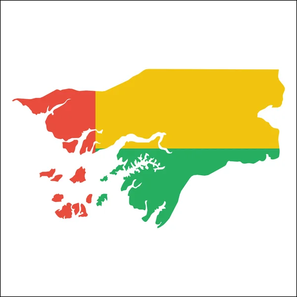 Guinee-Bissau hoge resolutie kaart met nationale vlag. — Stockvector