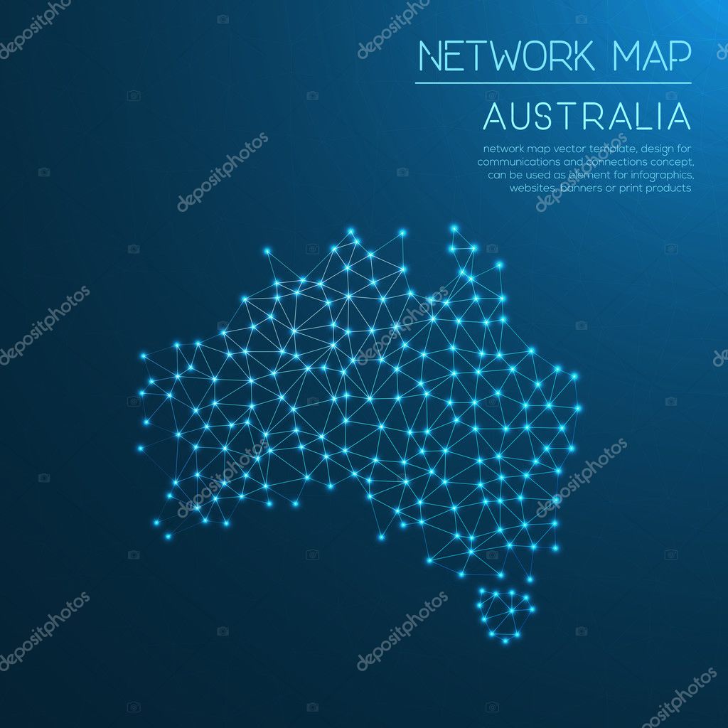 Australia network map Stock Vector - Depositphotos 125425412 Stock Illustration Australia Network Map