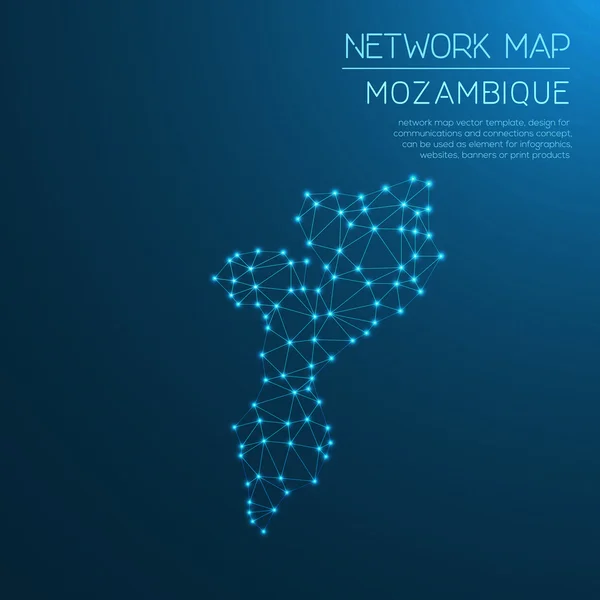 Mapa de la red Mozambique . — Vector de stock