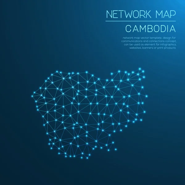 Mapa de la red Camboya . — Vector de stock