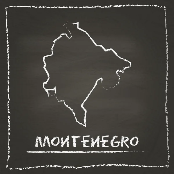 Montenegro outline vector map hand drawn with chalk on a blackboard.
