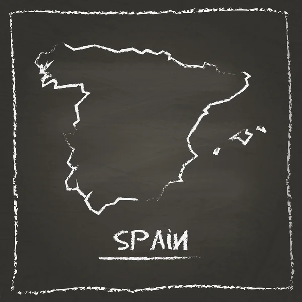 Spanien Umriss Vektor Karte Hand gezeichnet mit Kreide auf ...