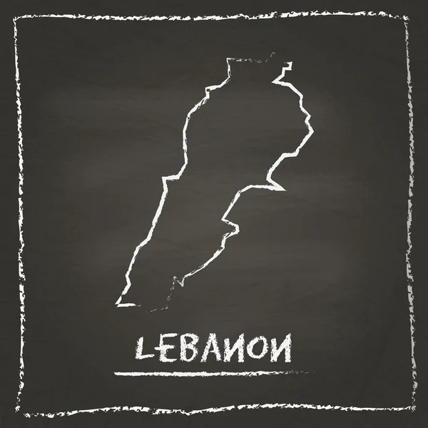 Lebanon outline vector map hand drawn with chalk on a blackboard.