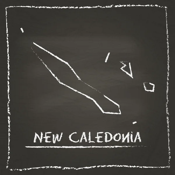 New Caledonia outline vector map hand drawn with chalk on a blackboard.