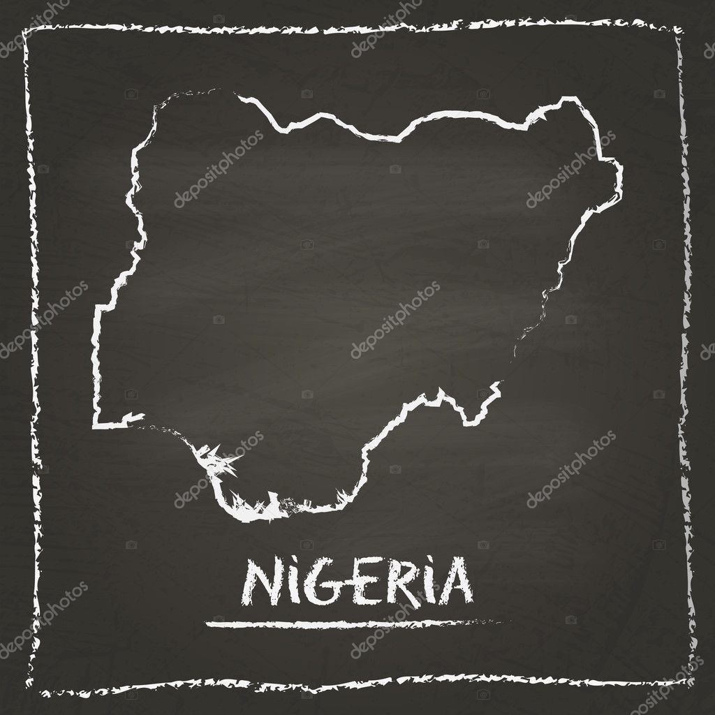 Nigeria Outline Vector Map Hand Drawn With Chalk On A Blackboard Chalkboard Scribble In Childish Style White Chalk Texture On Black Background Premium Vector In Adobe Illustrator Ai Ai