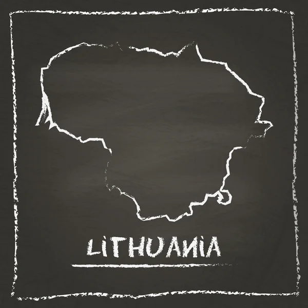 Lithuania outline vector map hand drawn with chalk on a blackboard.