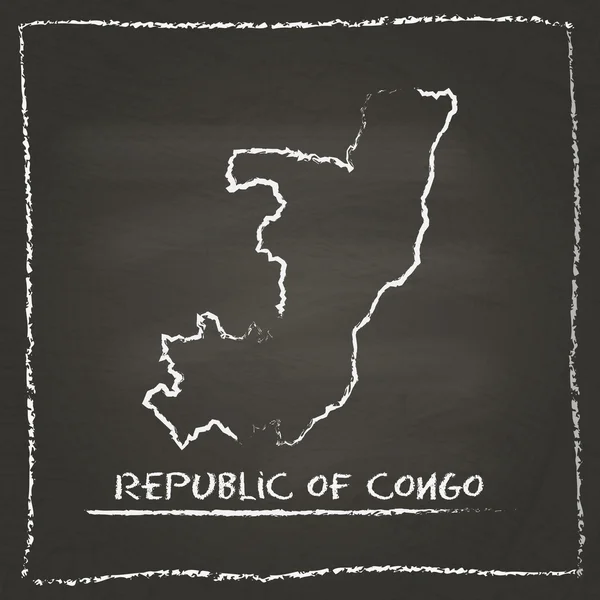 Congo outline vector map hand drawn with chalk on a blackboard.
