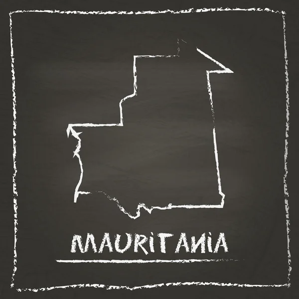 Mauritania outline vector map hand drawn with chalk on a blackboard.