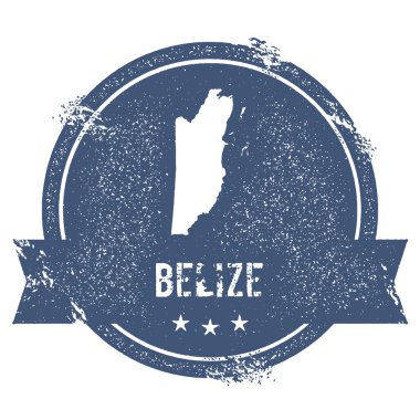 Belize işareti. Belize, vektör illüstrasyon adı ve haritası ile seyahat lastik damga. Kullanılabilir