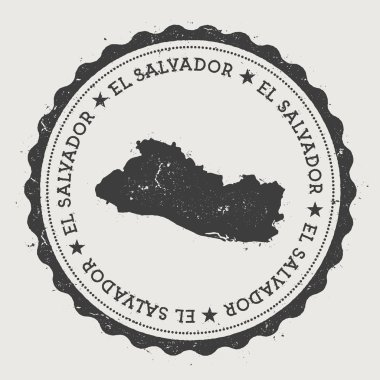 Ülke haritası ile El Salvador hipster yuvarlak kauçuk damga.