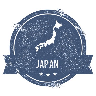Japonya işareti. Japonya, vektör illüstrasyon adı ve haritası ile seyahat lastik damga. Olarak kullanılabilir