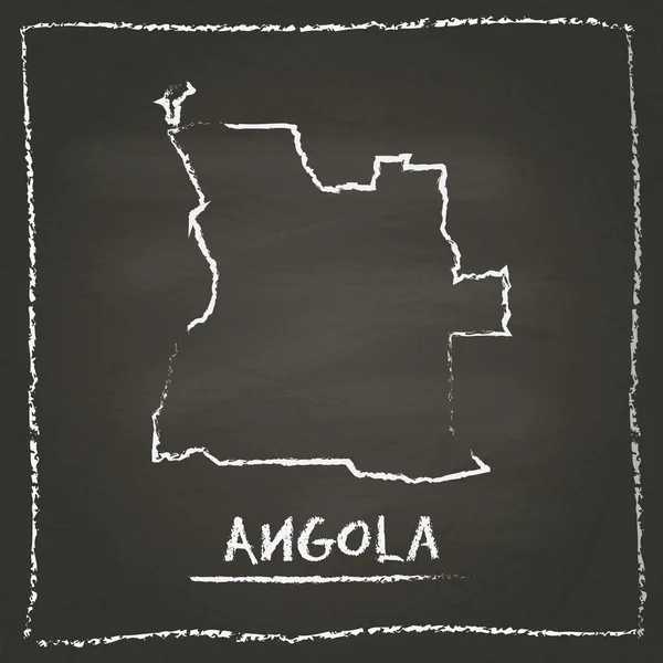Angola outline vector map hand drawn with chalk on a blackboard.