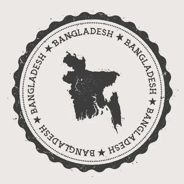 Ülke haritası ile Bangladeş hipster yuvarlak kauçuk damga.