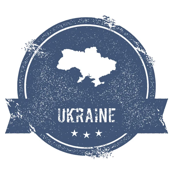 Značka Ukrajiny. Cestovní pryžové razítko se jménem a mapou Ukrajiny, vektorové ilustrace. Lze použít — Stockový vektor
