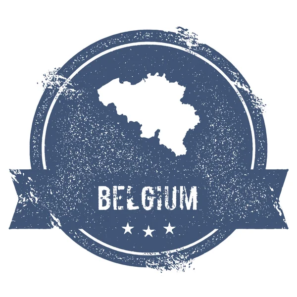 Marchio Belgio. Timbro di gomma da viaggio con il nome e la mappa del Belgio, illustrazione vettoriale. Può essere usato — Vettoriale Stock