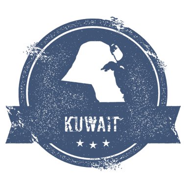 Kuveyt işareti. Lastik damga adı ve Kuveyt, vektör çizim Haritası ile seyahat. Kullanılabilir