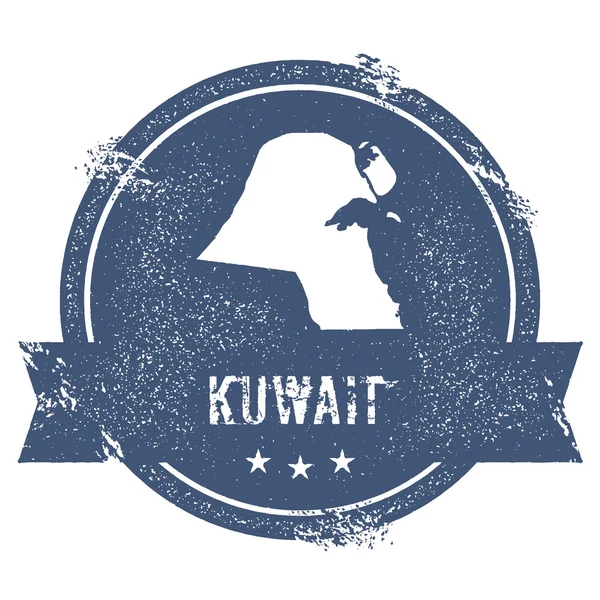 Kuveyt işareti. Lastik damga adı ve Kuveyt, vektör çizim Haritası ile seyahat. Kullanılabilir