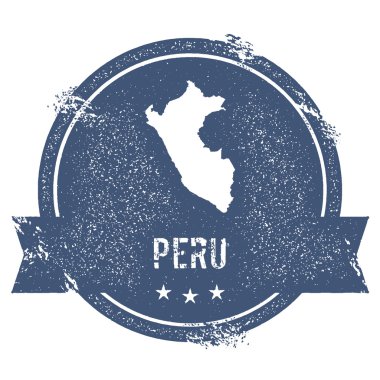 Peru işareti. Lastik damga adı ve Peru, vektör çizim Haritası ile seyahat. Olarak kullanılabilir