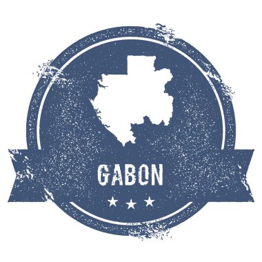 Gabon işareti. Lastik damgası Gabon, vektör çizim Haritası ve adı ile seyahat. Olarak kullanılabilir