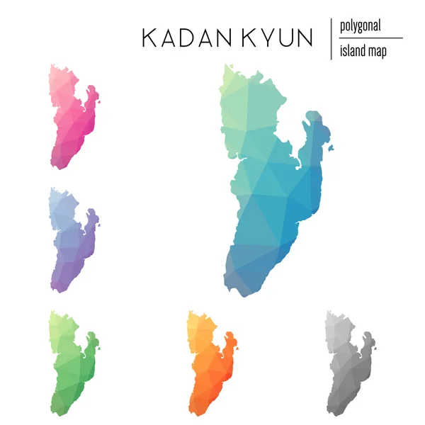 Conjunto de mapas poligonales vectoriales de Kadan Kyun llenos de gradiente brillante de arte poli bajo . — Vector de stock