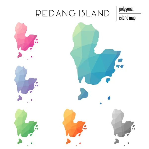 Conjunto de mapas poligonales vectoriales de Redang Island llenos de gradiente brillante de arte poli bajo . — Vector de stock