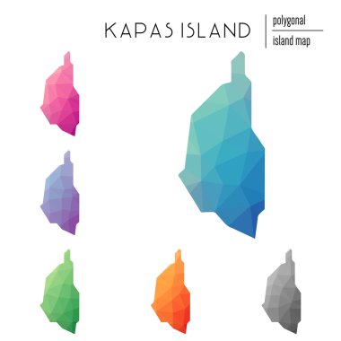 Poligonal Kapas Adası haritaları vektör kümesi düşük Poli sanat parlak bir gradyan ile dolu.