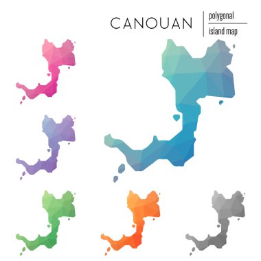 Çokgen Canouan haritalar vektör kümesi düşük Poli sanat parlak bir gradyan ile dolu.